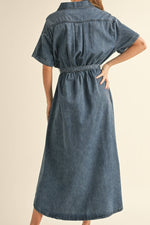 Mabel Asymmetric Button Denim Shirt Dress