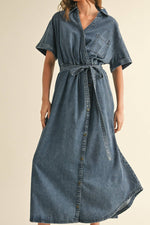 Mabel Asymmetric Button Denim Shirt Dress