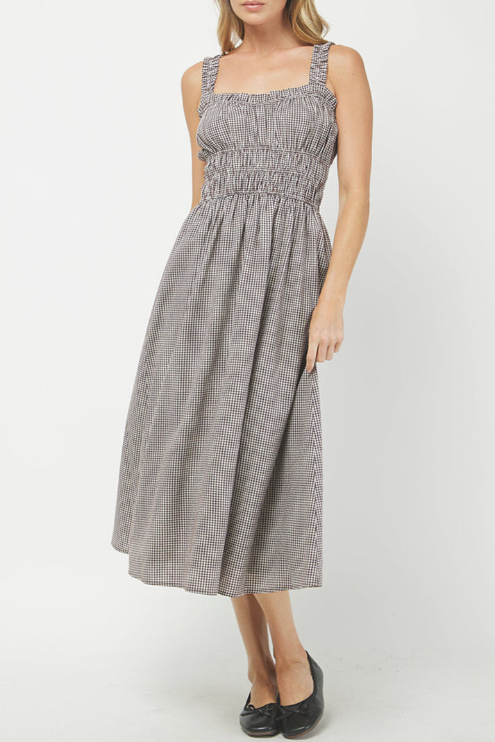 Mable Gingham Ruffle Strap Maxi Dress order at boltranchstore.com