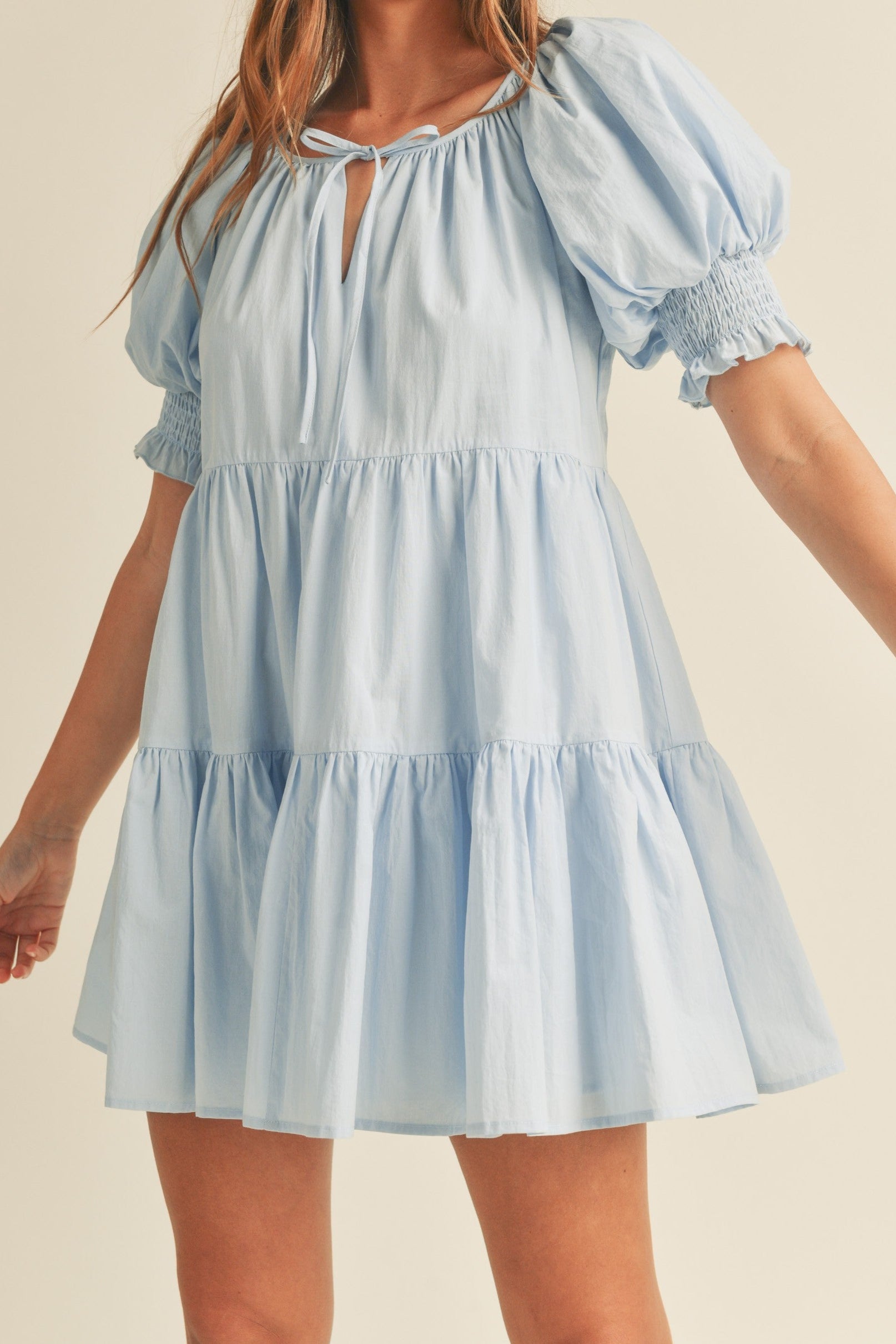 Mable Smocked Puff Sleeve Tiered Mini Dress