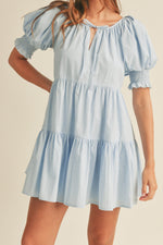 Mable Smocked Puff Sleeve Tiered Mini Dress 