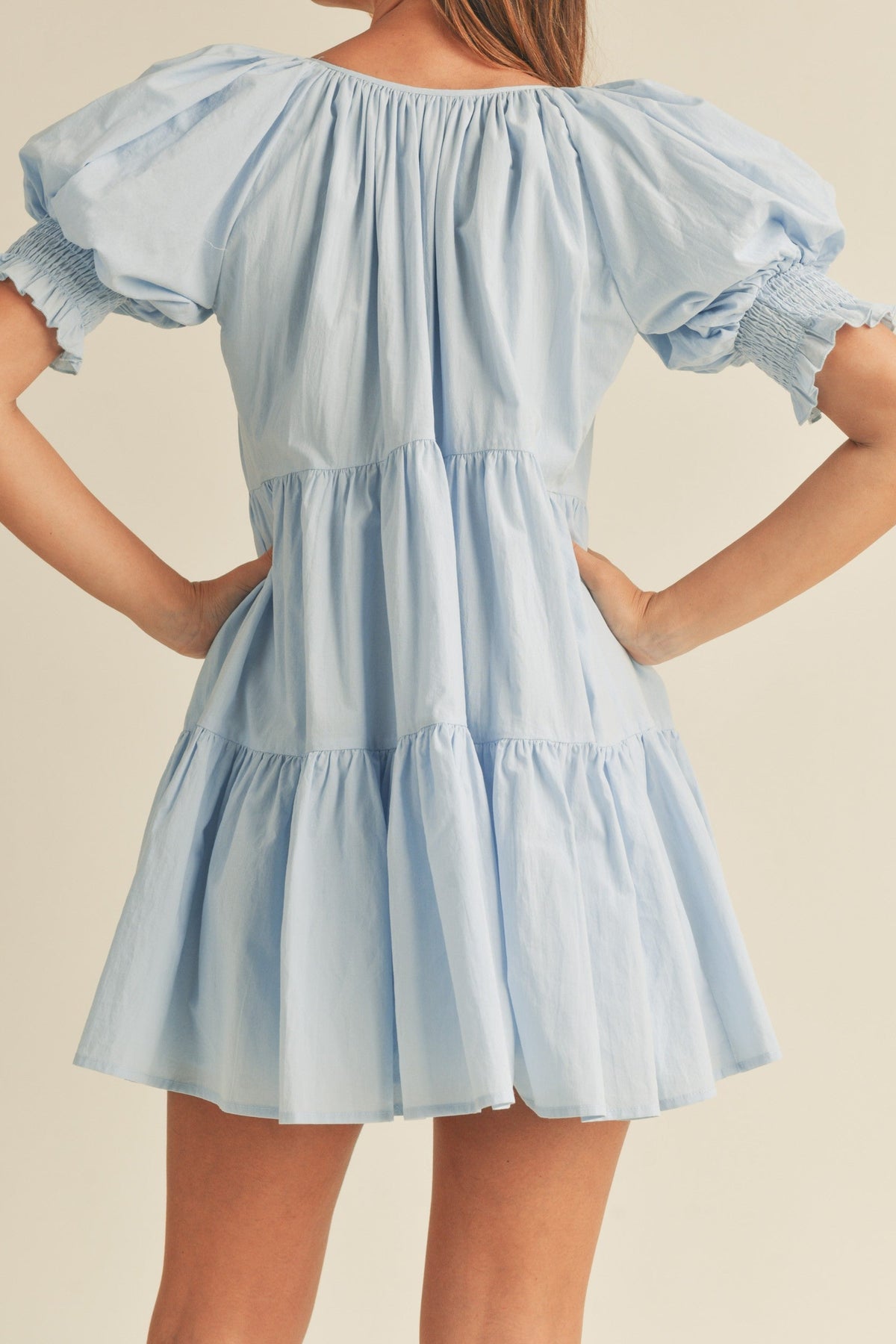 Mable Smocked Puff Sleeve Tiered Mini Dress