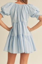 Mable Smocked Puff Sleeve Tiered Mini Dress