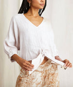 Maggie Top Scandal Italy womens linen tie top summer blouse boltranchstore.com