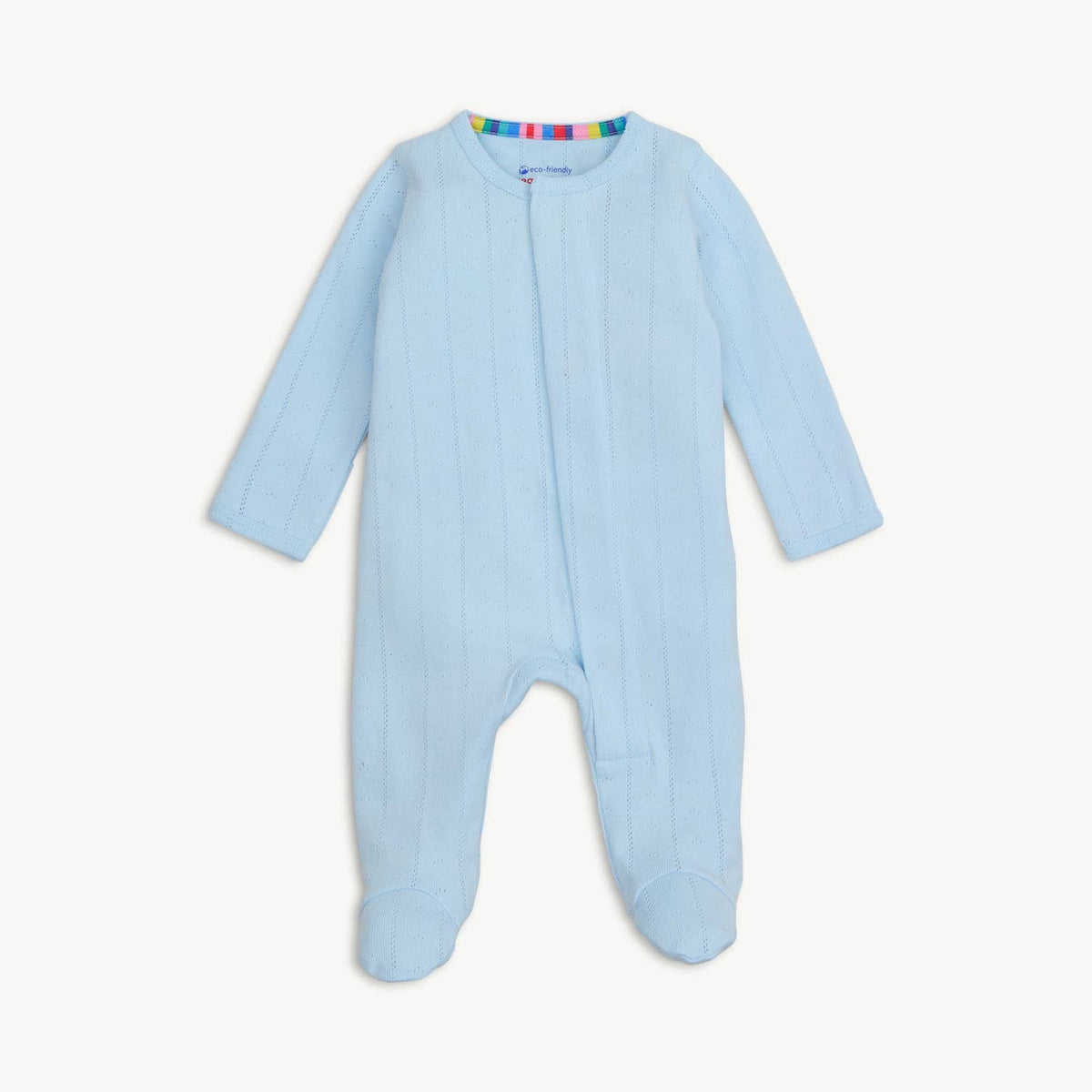 Magnetic Me Love Lines Blue Pointelle Footie at boltranchstore.com in stock free shipping Light blue baby onesie 