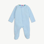Magnetic Me Love Lines Blue Pointelle Footie at boltranchstore.com in stock free shipping Light blue baby onesie 