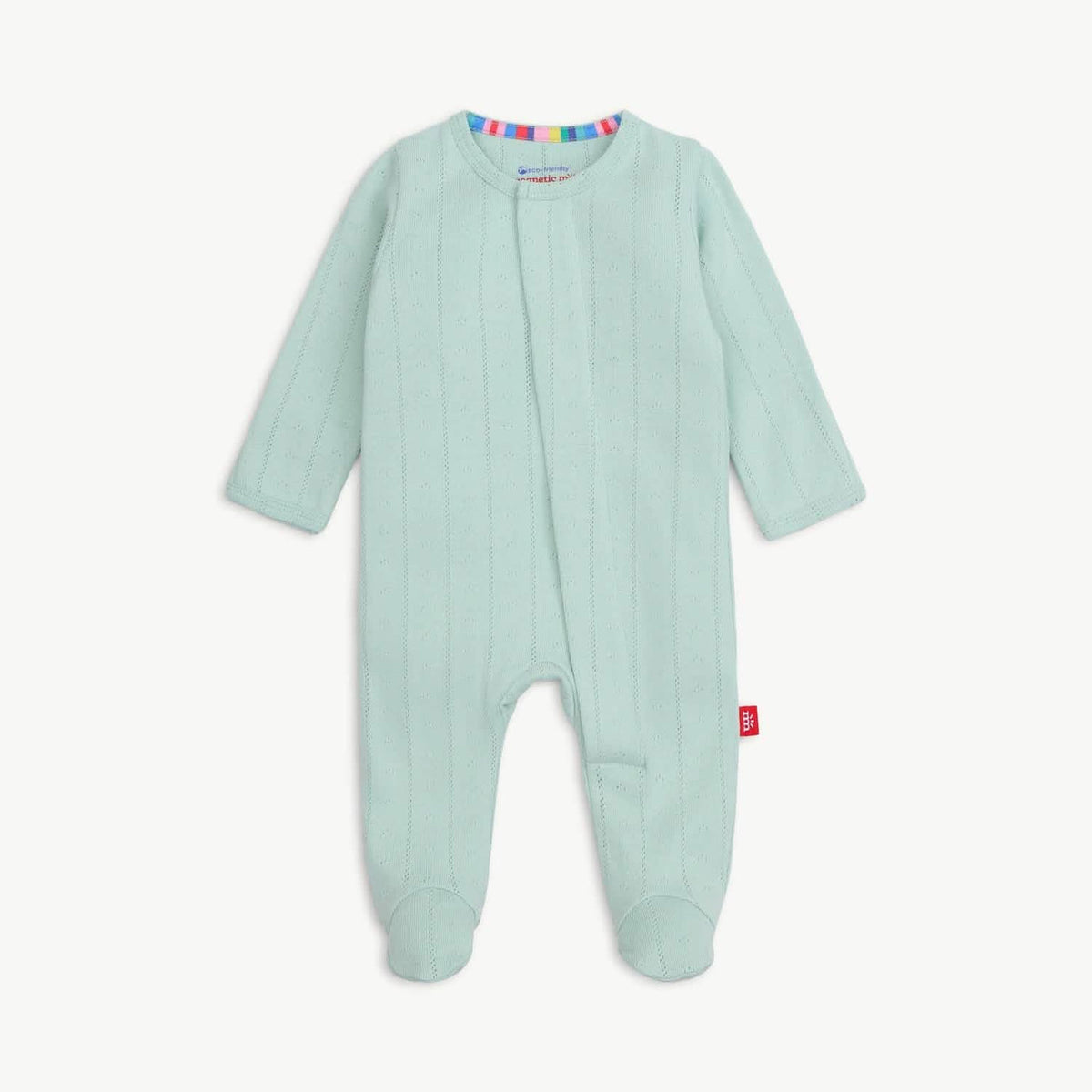 Magnetic Me Love Lines Seagrass Footie at boltranchstore.com in stock free shippingLight blue baby onesie 