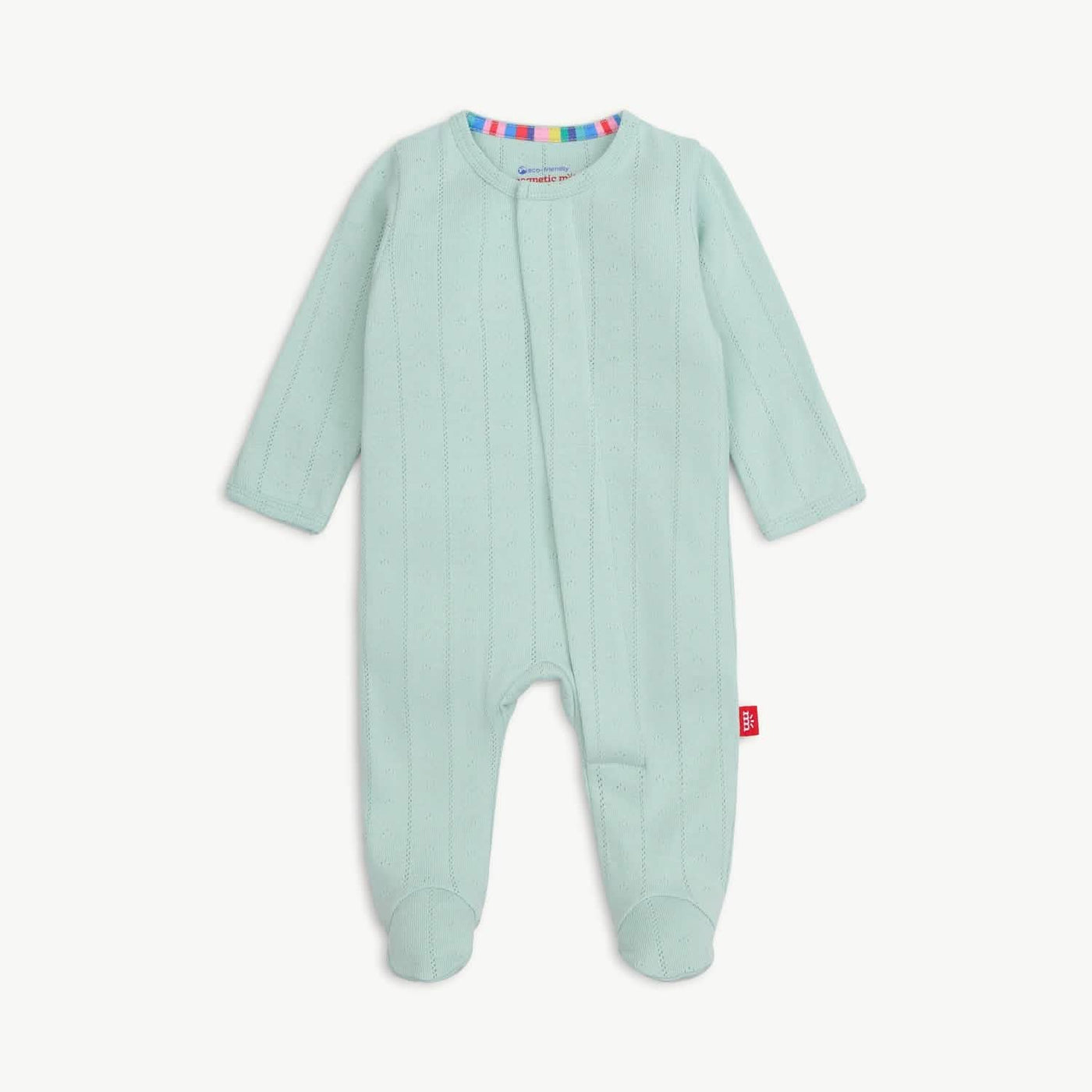 Magnetic Me Love Lines Seagrass Footie at boltranchstore.com in stock free shippingLight blue baby onesie 
