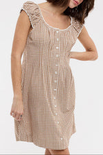 Mandalyn Gingham Mini Dress at boltranchstore.com womens summer dress short brown dress button all the way up dress free shipping in stock