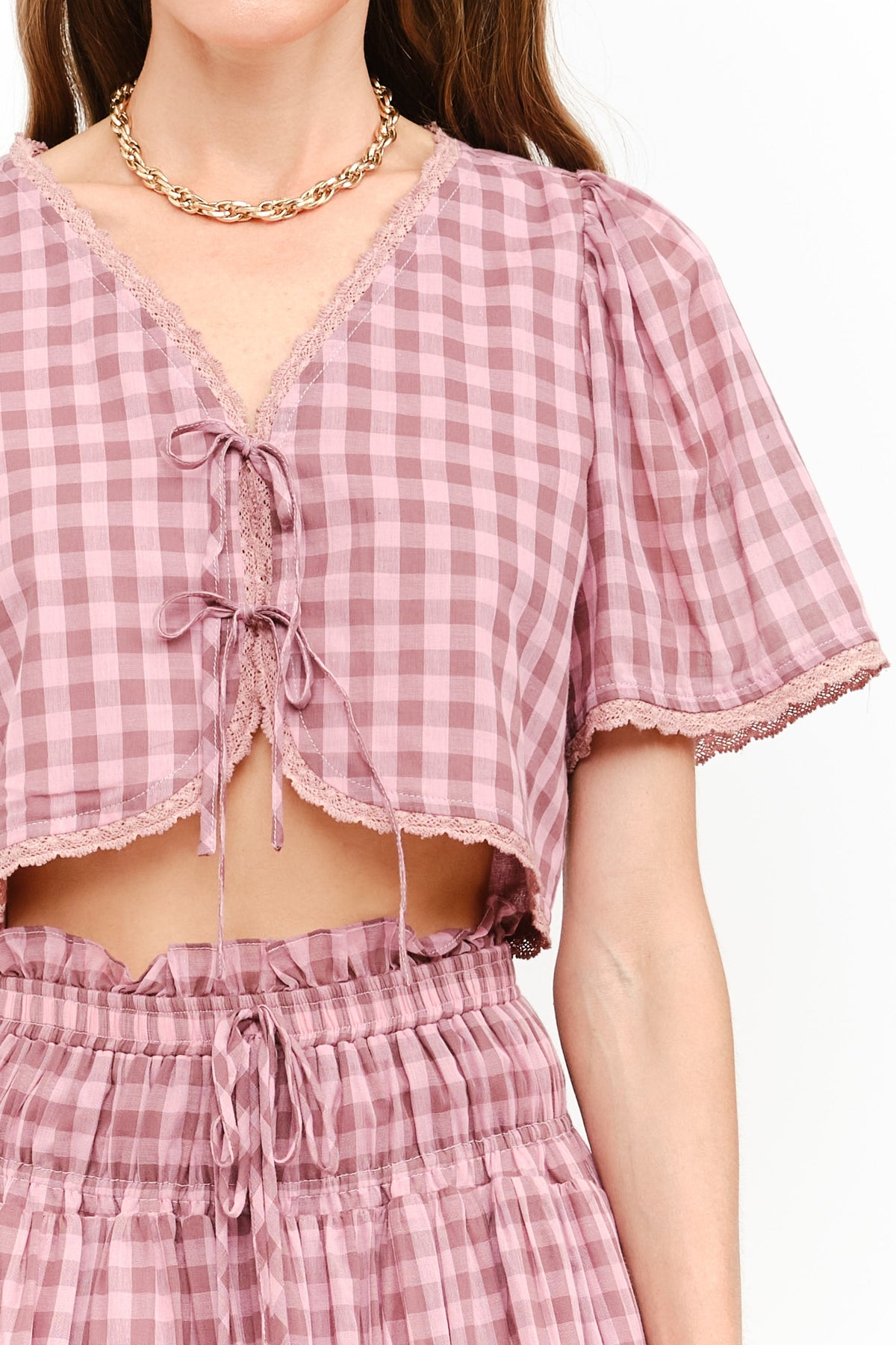 Margot Blouse Mauve Gingham western boutique womens  bolt ranch store