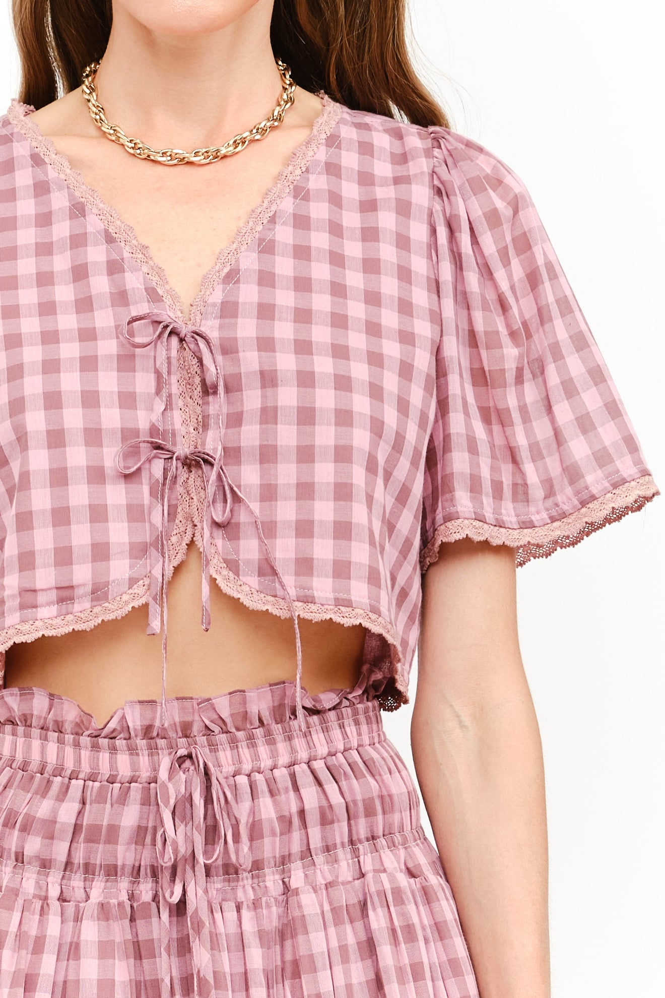 Margot Blouse Mauve Gingham western boutique womens  bolt ranch store