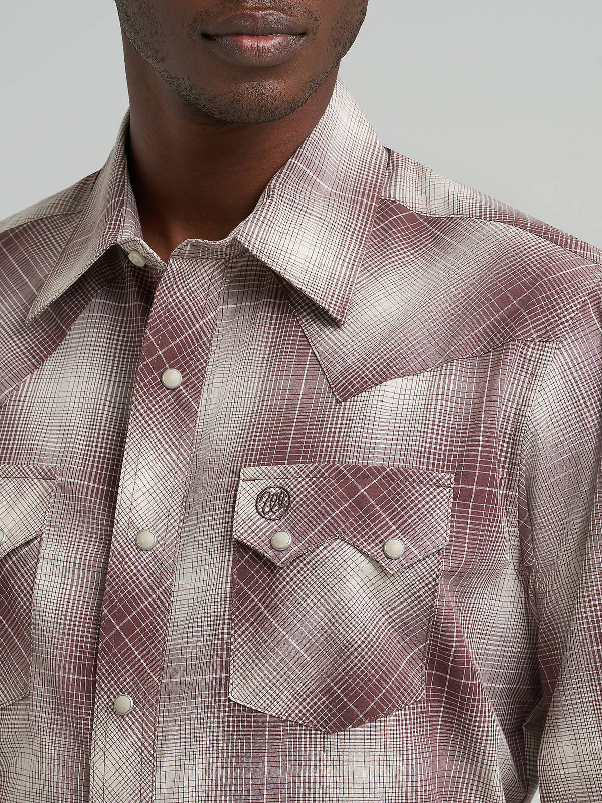 Mens Wrangler Retro Long Sleeve Sawtooth Snap Pocket Western Shirt Mahogany mens western shirt Boltranchstore.com Free Shipping Wrangler 112374733