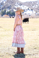 Scandal Italy Meredith Pink Floral Dress womens summer dress cowgirl western cute pretty midi dress sleeveless boltranchstore.com Free shipping