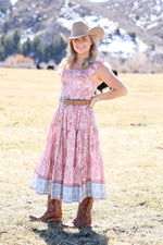Meredith Pink Floral Dress Scandal Italy womens summer spring loral pink dress party wedding garden sleeveless western country cowgirl viral free shipping Boltranchstore.com