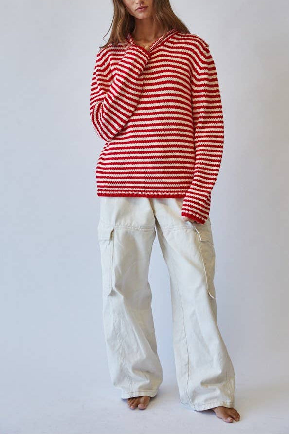 Millie Everyday Sweater red stripe womens sweater Boltranchstore.com Free Shipping oversized popular sweater
