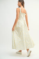 Missy Floral Gathered Square Neck Midi Dress MD5338