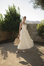 Missy Floral Gathered Square Neck Midi Dress when not in western wear, wear this sun dress.