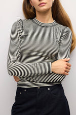 Women Perry Top Mock Neck Striped Long Sleeve Tee fall staple for women Bolt Ranch Store