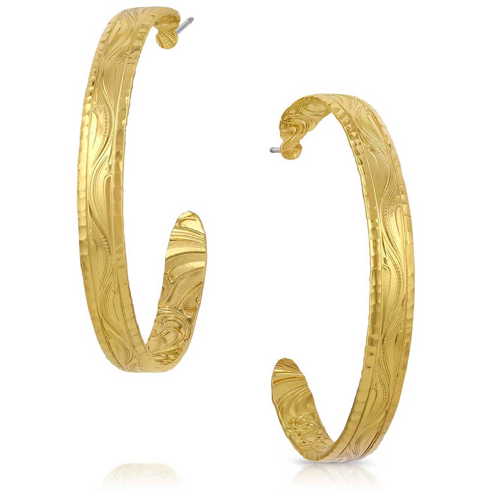 Montana Silversmiths Timeless Treasure Chiseled Hoop Earrings buy at boltranchstore.com