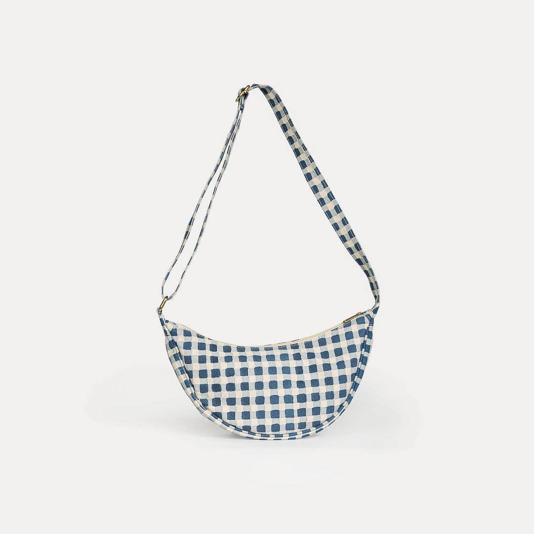 Moon Sling Bag in Indigo Gingham shop at boltranchstore.com free shipping