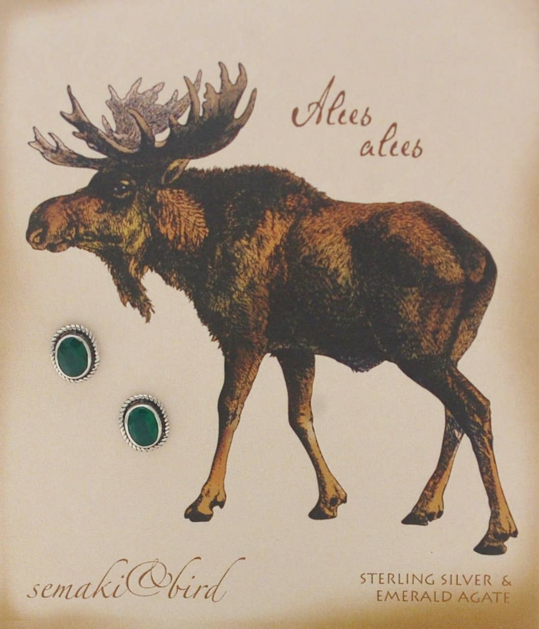 Moose Nature Gem Emerald Agate Earrings sterling silver@boltranchstore.com