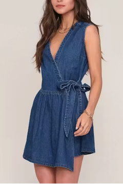 Morisette Dress Sea and Ecru womens short mini sleeveless dress western style fashion Boltranchstore.com Free Shipping