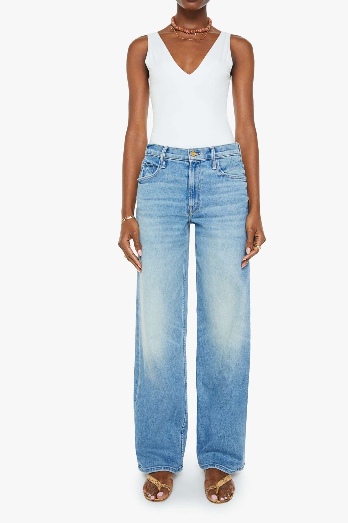 Mother The Spinner Zip Sneak scorchin hot wash womens viral popular denim jeans wide leg free shipping at Boltranchstore.com