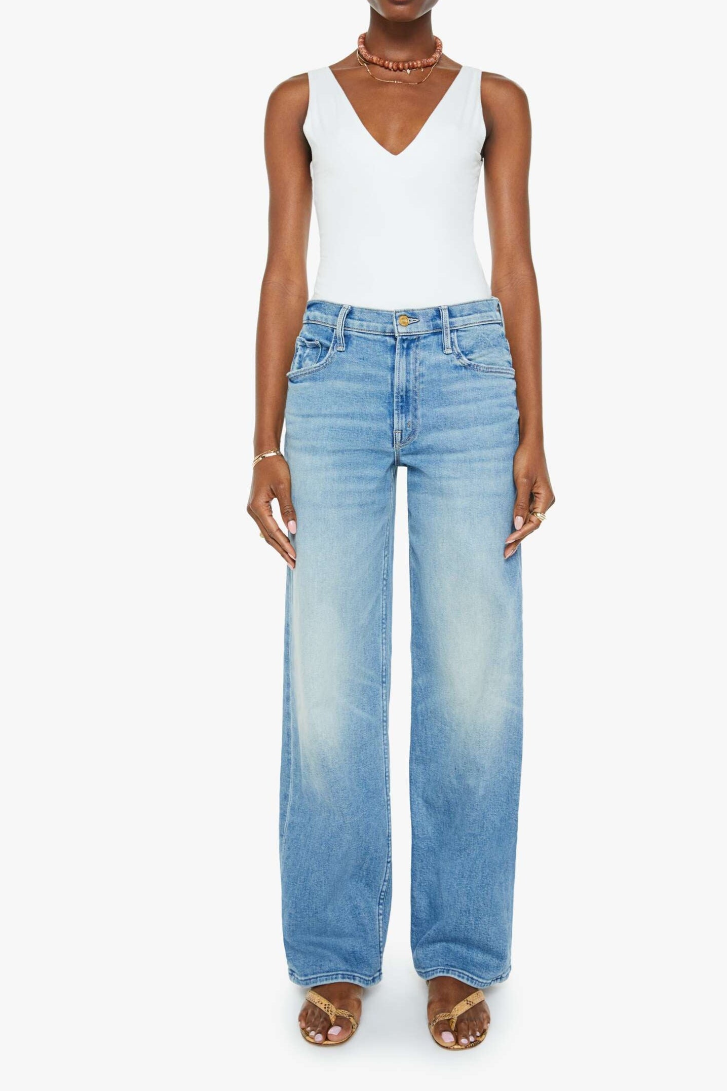 Mother The Spinner Zip Sneak scorchin hot wash womens viral popular denim jeans wide leg free shipping at Boltranchstore.com