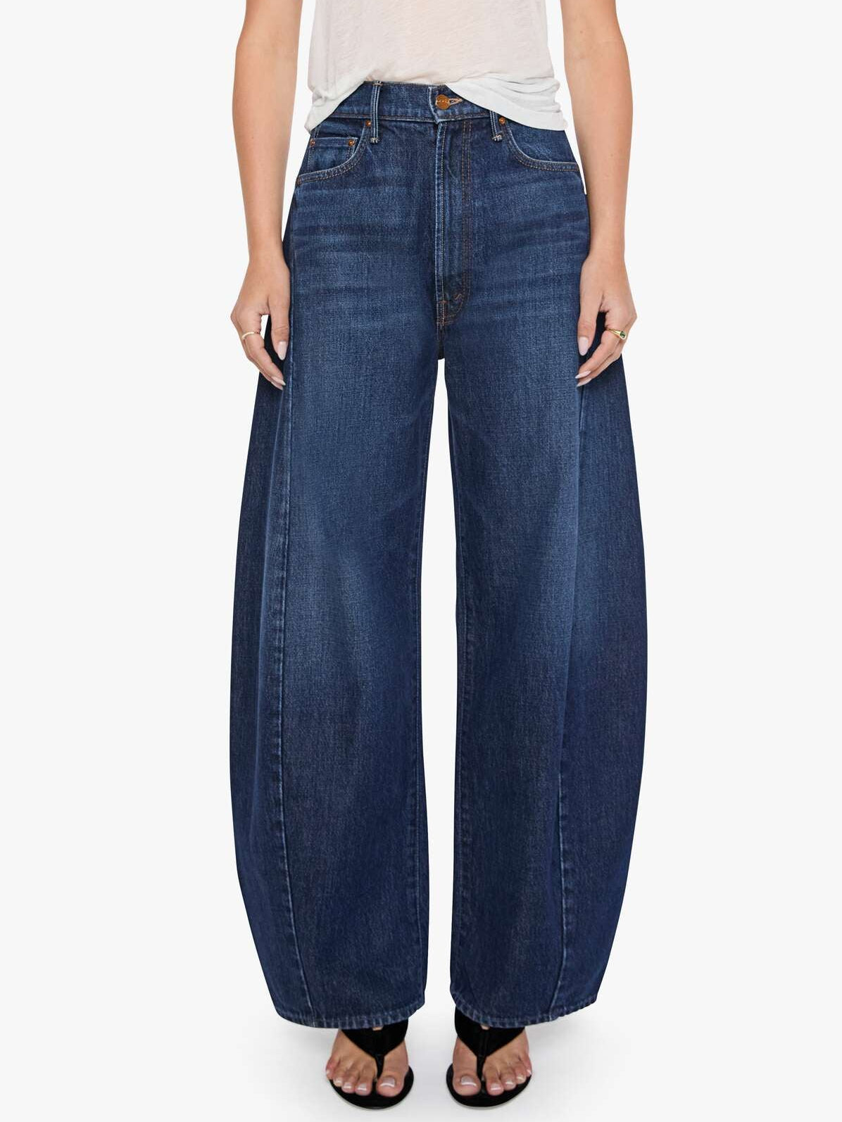 Mother Denim SNACKS The Spoonful Nerdy Fresh Squeezed dark blue rigid cotton blend denim jean with whiskering and fading womens western boutique Utah SKU 129282065FQZ