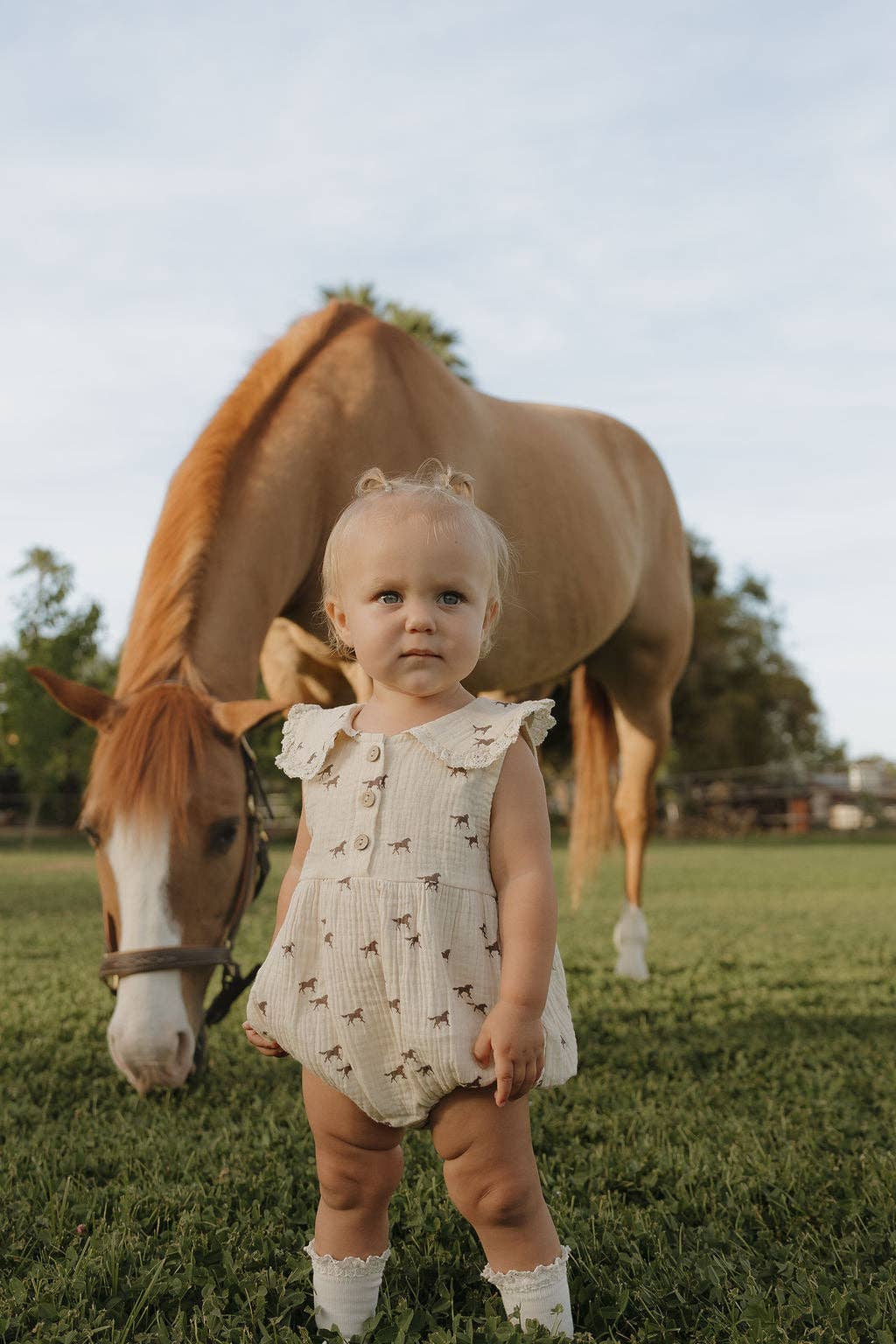 Muslin Romper in Wild Horses shop at boltranchstore.com western kids
