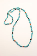 Navajo Turquoise and Coral Necklace loop single strand necklace vintage native american jewelry at bolt ranch store 