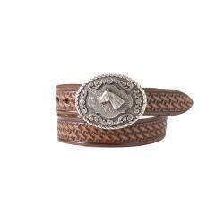 Nocona Infant Girl Basket Weave HorseHead Belt