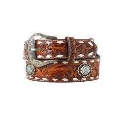 Nocona Ladies Tooled Buck Lacing Belt