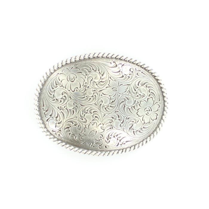 Floral Oval Western Belt Buckle