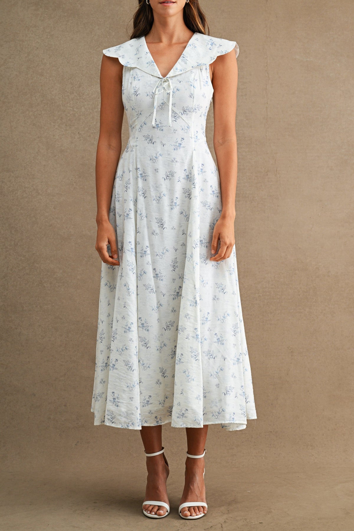 Nova Floral Dress womens scallop collar sleeveless dress Boltranchstore.com free shipping summer dress