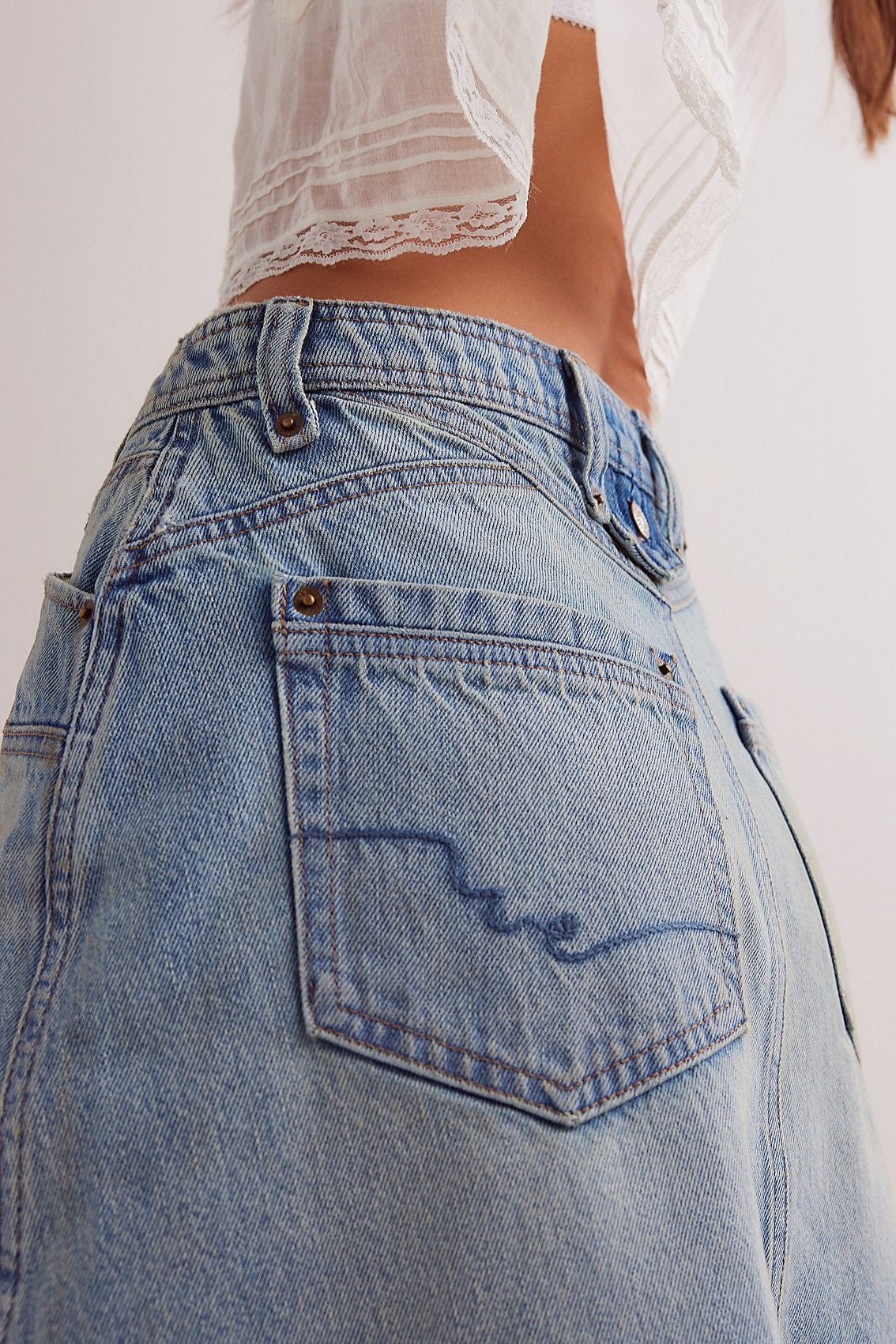 Free People Suzy Denim Midi Skirt