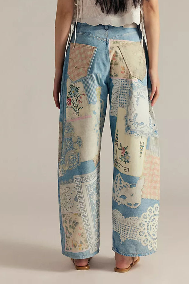 Free People Illusions Printed Relaxed Jeans