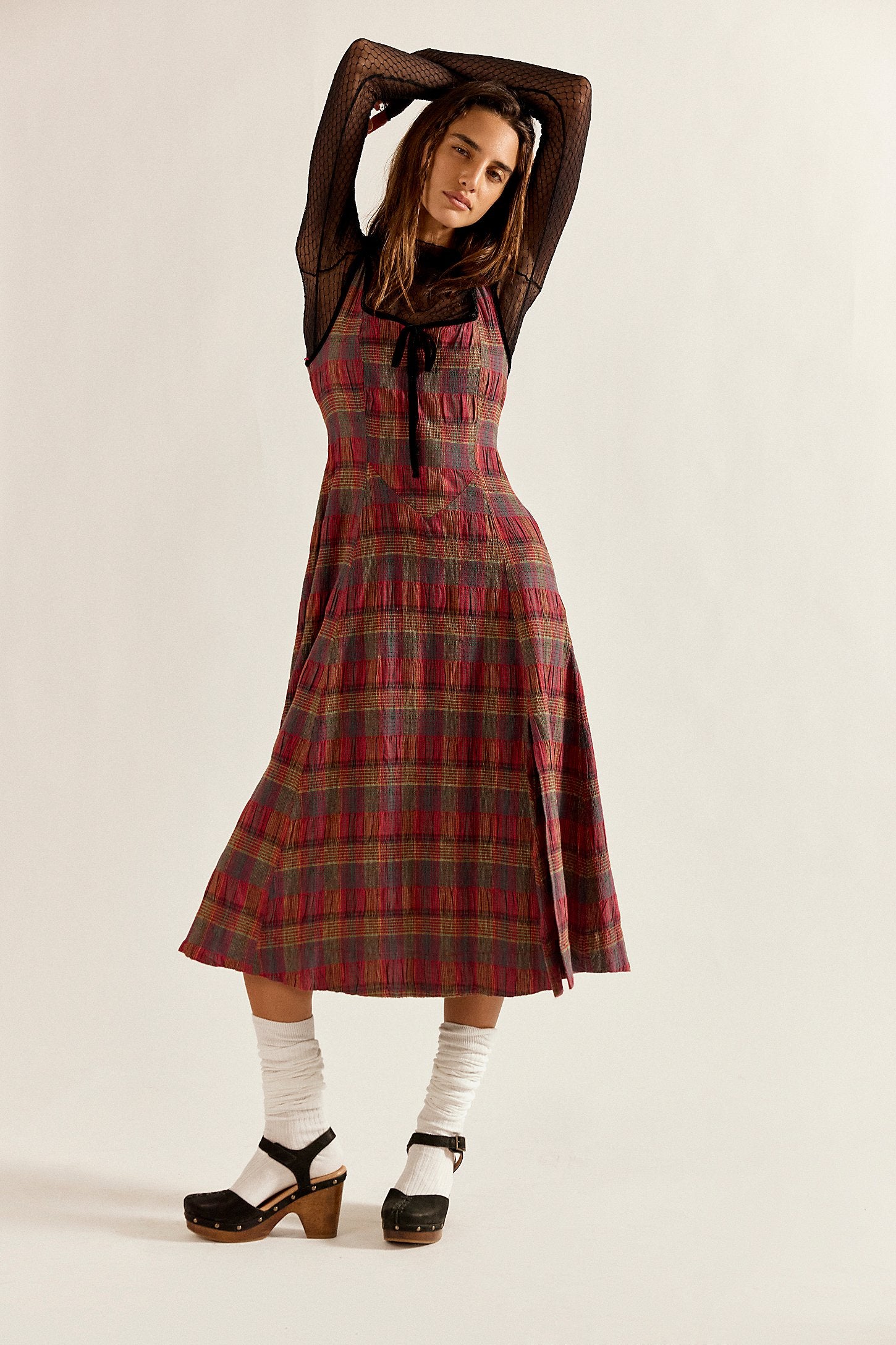 Freya Plaid Midi Dress