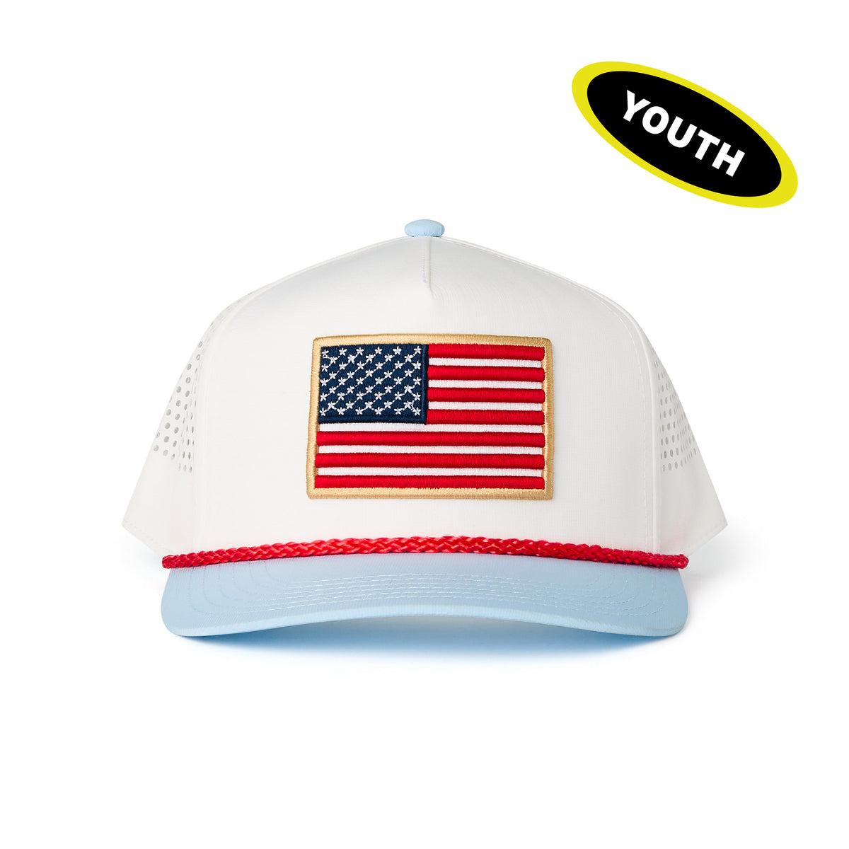 Youth Performance Cap in Old Glory Burlebo american flag July patriotic kids youth hat at Boltranchstore.com
