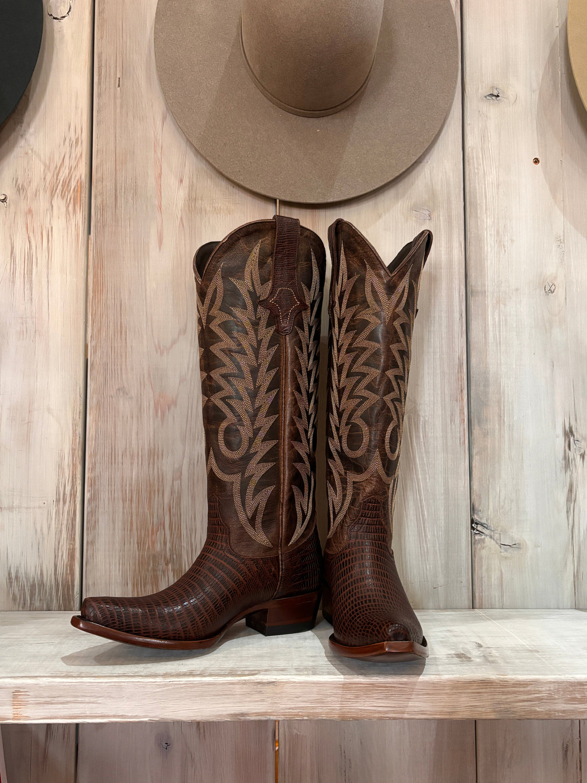 Old Gringo Womens Ellison Caiman Boot with a 16" shaft in a snip toe with a composite heel at boltranchstore.com