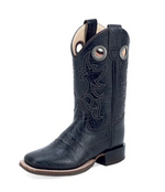Old West Kids Black Square Toe Boots a perfect cowboy boot for the youth at boltranchstore.com