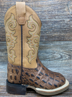 Old West Kids Croc Print Boots - Chocolate order at boltranchstore.com