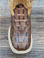 Old West Kids Croc Print Boots - Chocolate toe