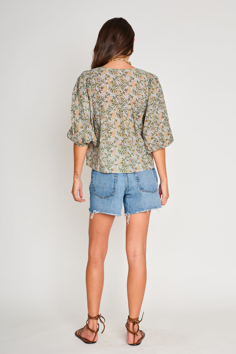 Ophelia Top by dRA los Angeles womens tops short sleeve balloon sleeve floral pattern at Bolt Ranch Store free shipping available now