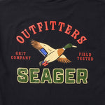Seager Outfitters Tee Black left chest print on a medium weight crew neck cowboy
