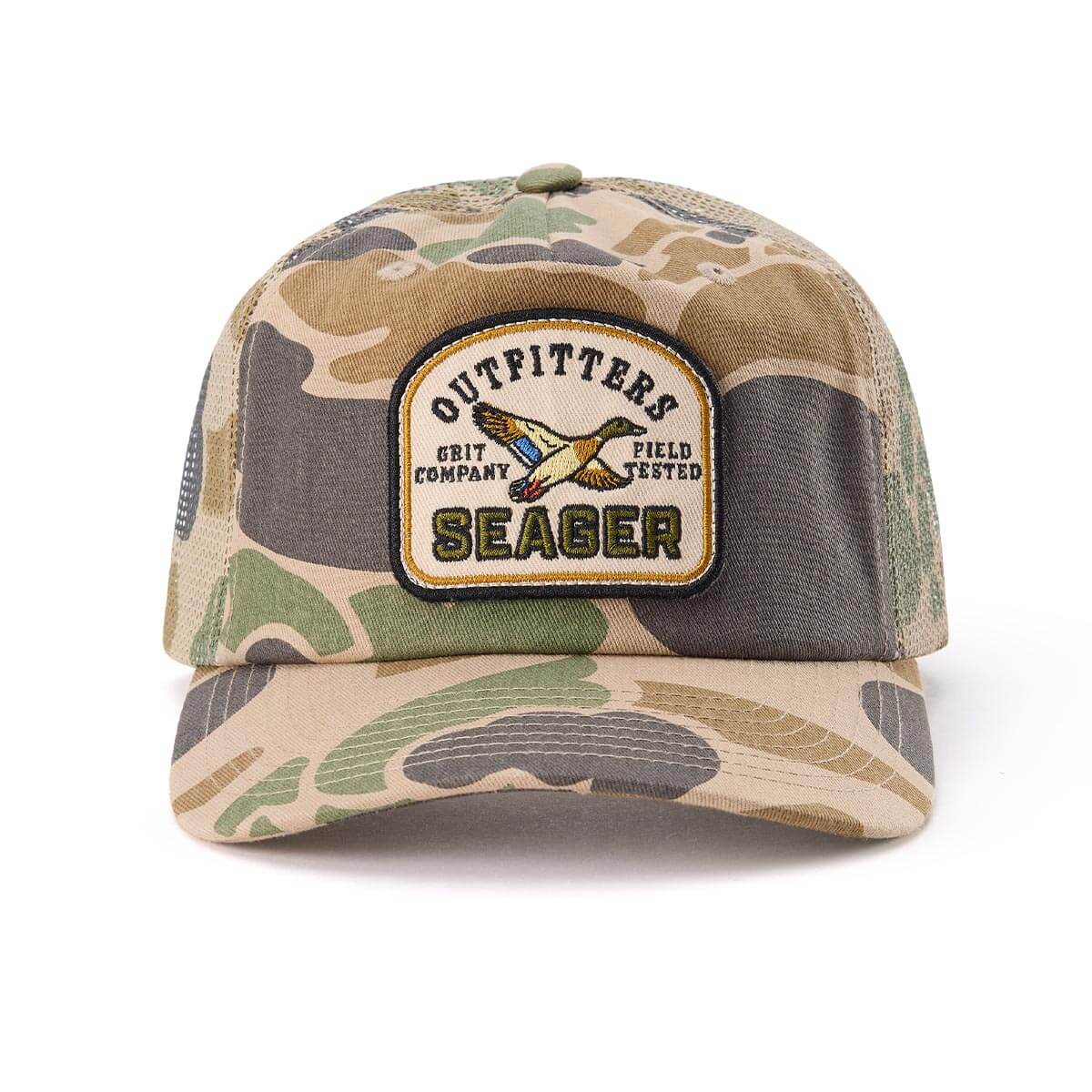 Seager Outfitters Trucker Snapback Duck Camo breathable mesh back panels ranch wear