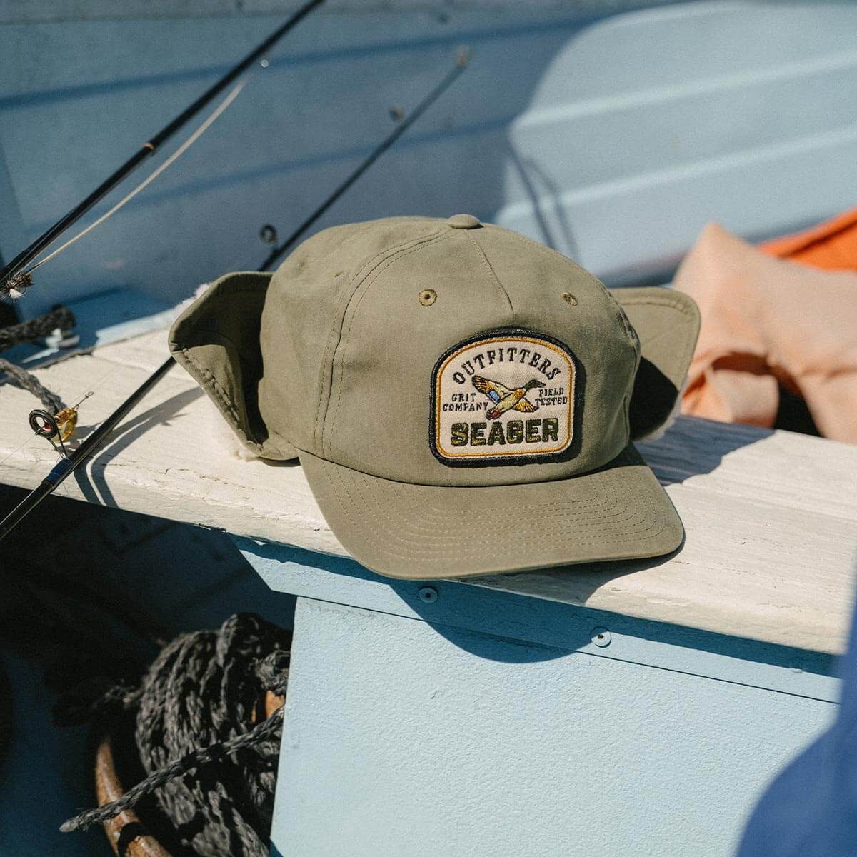 Seager Outfitters Waxed Flapjack Green cold weather cap for snowy Park City winters western clothing