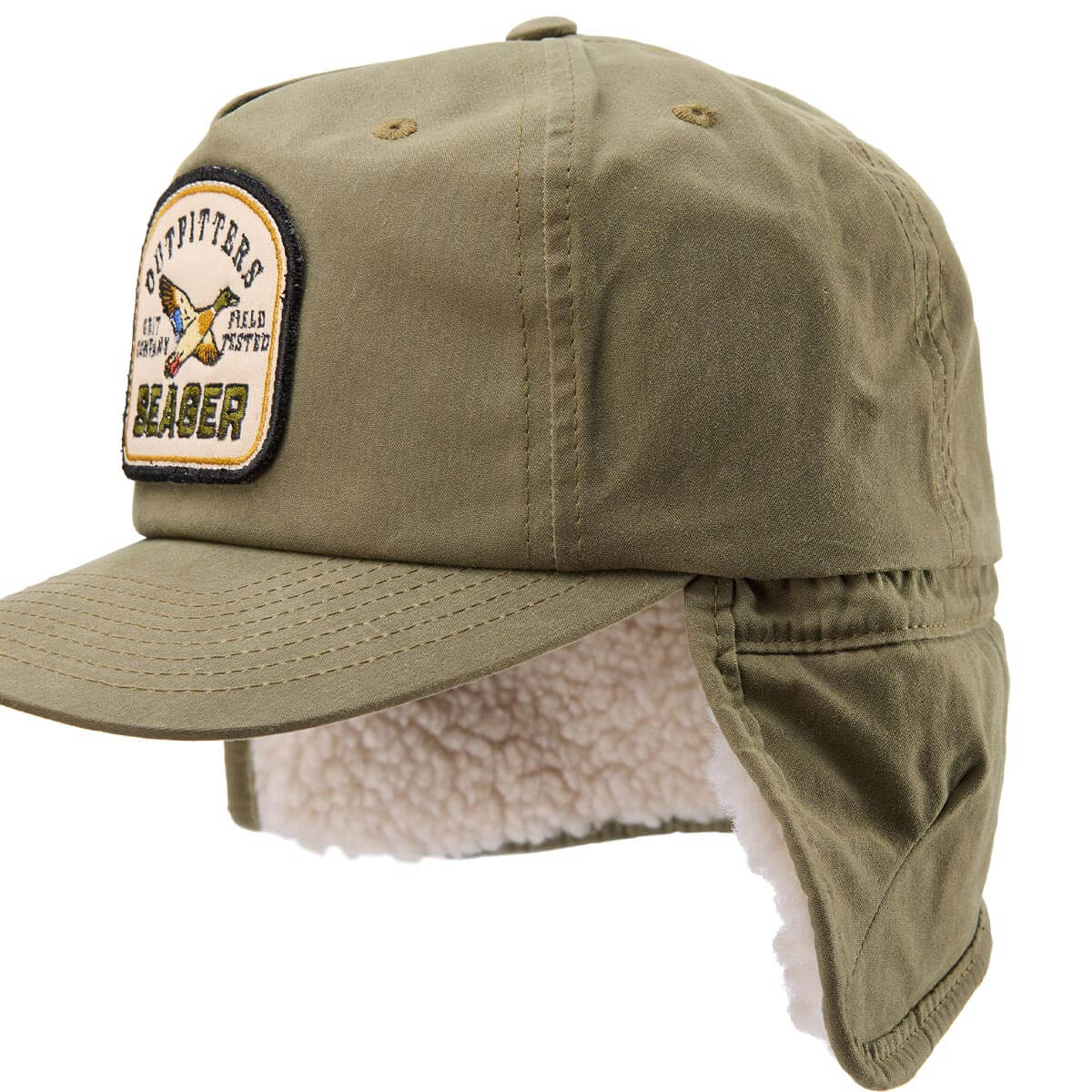 Seager Outfitters Waxed Flapjack Green organic sherpa lined ear flaps western fashion Kamas