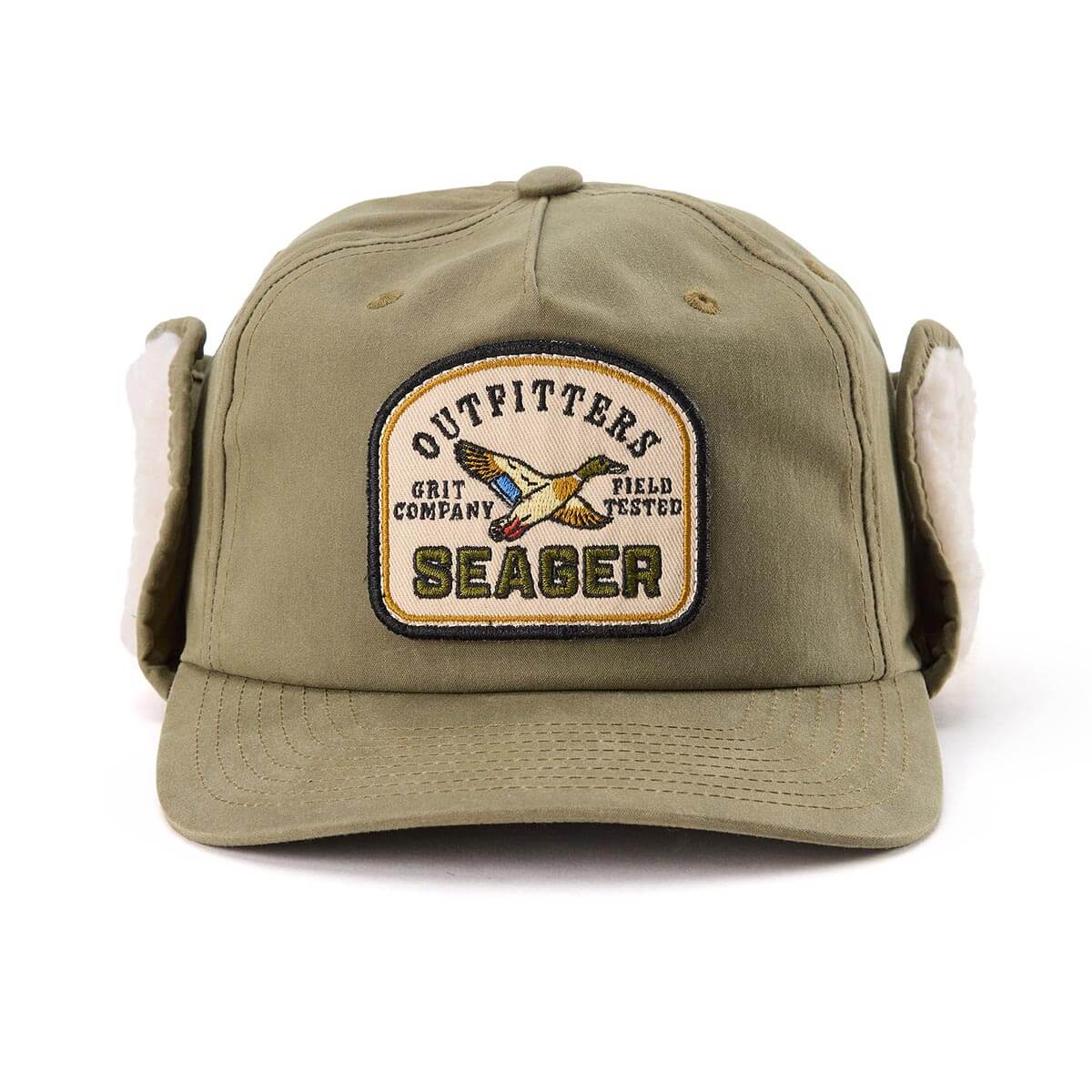 Seager Outfitters Waxed Flapjack Green medium profile medium structure crown ranch wear