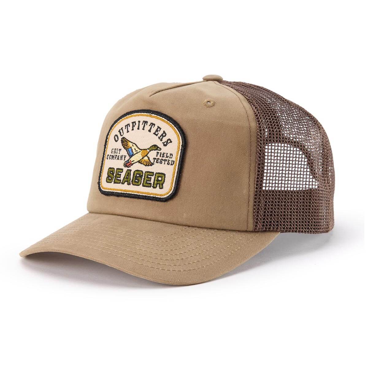Seager Outfitters Waxed Trucker Snapback Brown brown waxed front mens trucker hat western clothing Utah SKU MHH26OUTFITWBRN